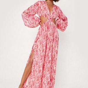 Abstract Animal Cut Out Belted Maxi Dress from NastyGal